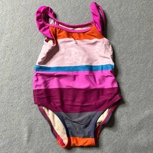 Tea Collection One-Piece Swimsuit Baby Girls 9-12 Months Colorblock Pink Orange